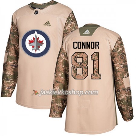 Miehille NHL Winnipeg Jets Pelipaita Kyle Connor 81 Adidas 2017-2018 Camo Veterans Day Practice Authentic
